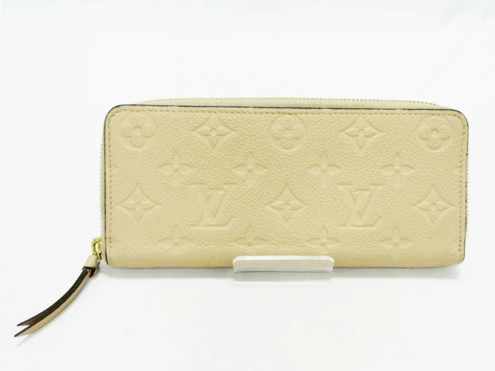 Louis Vuitton Long Wallet Portefeuille Clemence Empreinte Dune Leather Cream